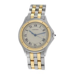 Used Unisex Cartier Panthere Cougar 187904 Two-Row Steel 18 Karat Gold Quartz Watch