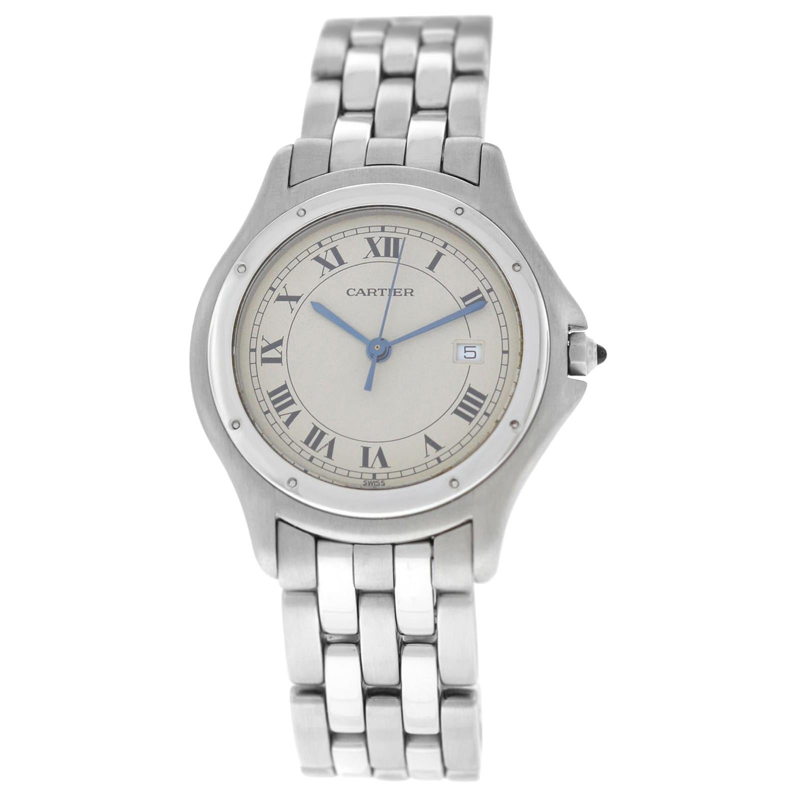 Unisex Cartier Panthere Cougar 987904 Quartz Steel Date Watch For Sale