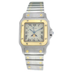 Unisex Cartier Santos Galbee 119901 18 Karat Gold Moon Phase Quartz Watch