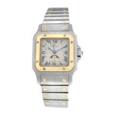 Unisex Cartier Santos Galbee 119901 18 Karat Gold Moon phase Quartz Watch
