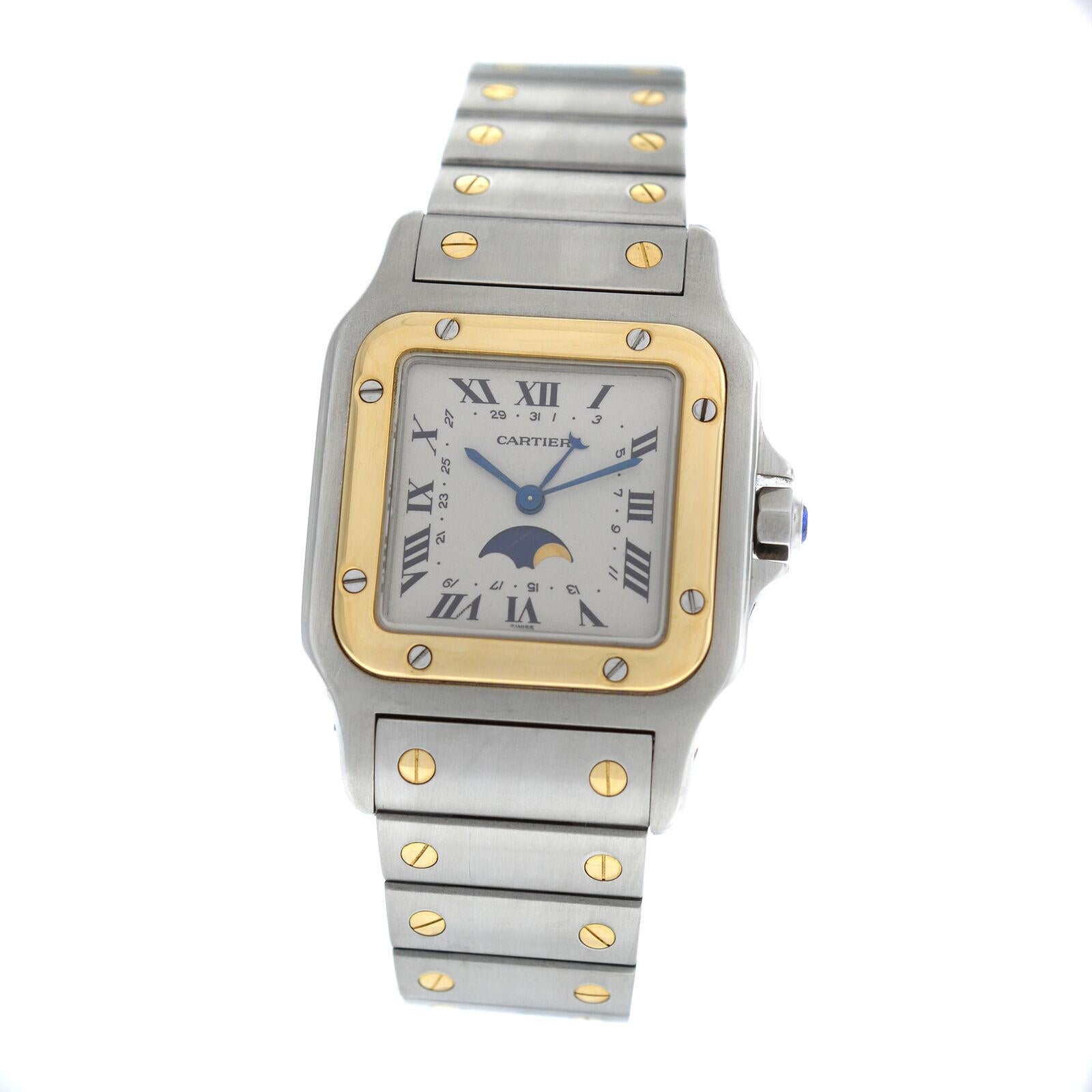 Unisex Cartier Santos Galbee 119901 18 Karat Gold Moonphase Quartz Watch