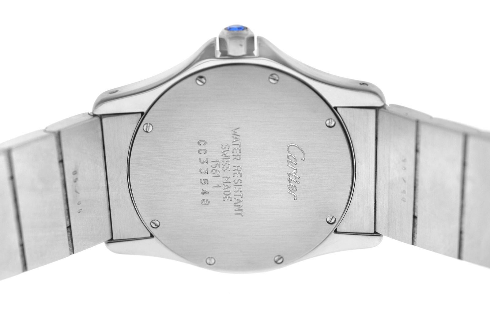 Unisex Cartier Santos Octagon Stainless Steel Quartz Date Watch For Sale 1