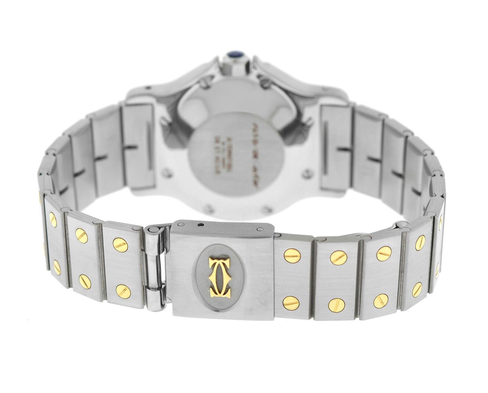 Unisex Cartier Santos Octagon Steel 18 Karat Yellow Gold Date Automatic Watch For Sale 1