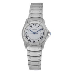 Unisex Cartier Santos Ronde 1561 Stainless Steel Quartz Date Watch