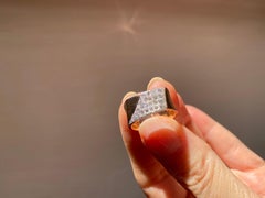 Unisex Cigar Band 0.20 Carats White Diamonds 18 Karats Yellow Gold Bold Ring