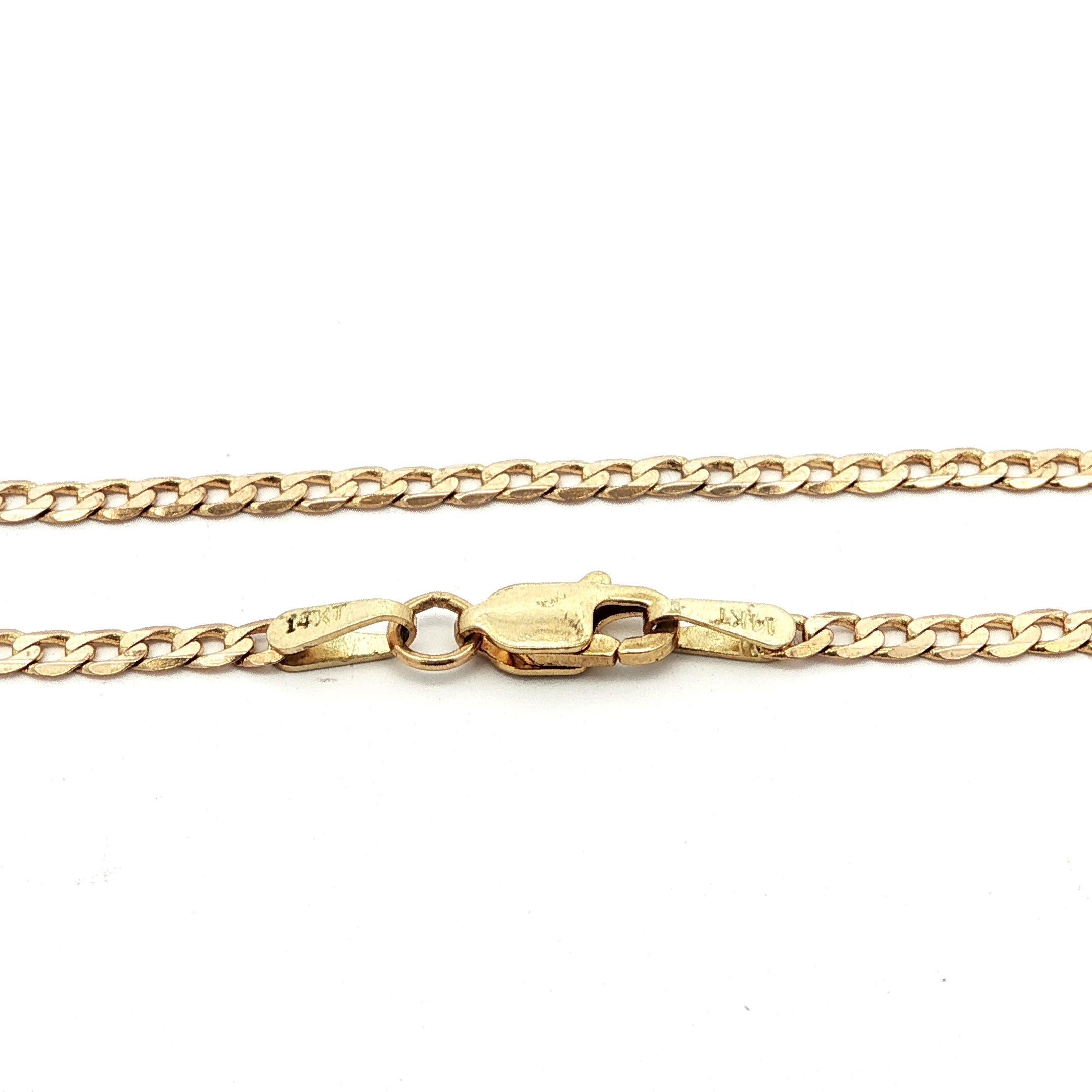 Femenino o masculino Collar clásico unisex de oro amarillo de 14k de 2,2 mm y 20