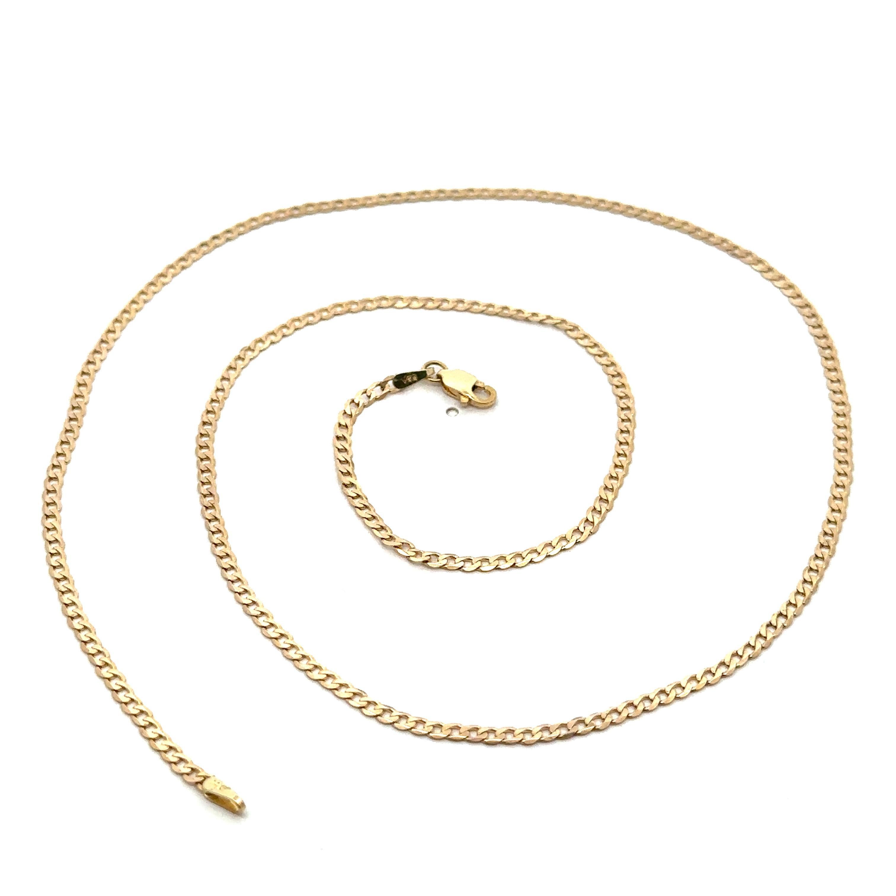 Collar clásico unisex de oro amarillo de 14k de 2,2 mm y 20