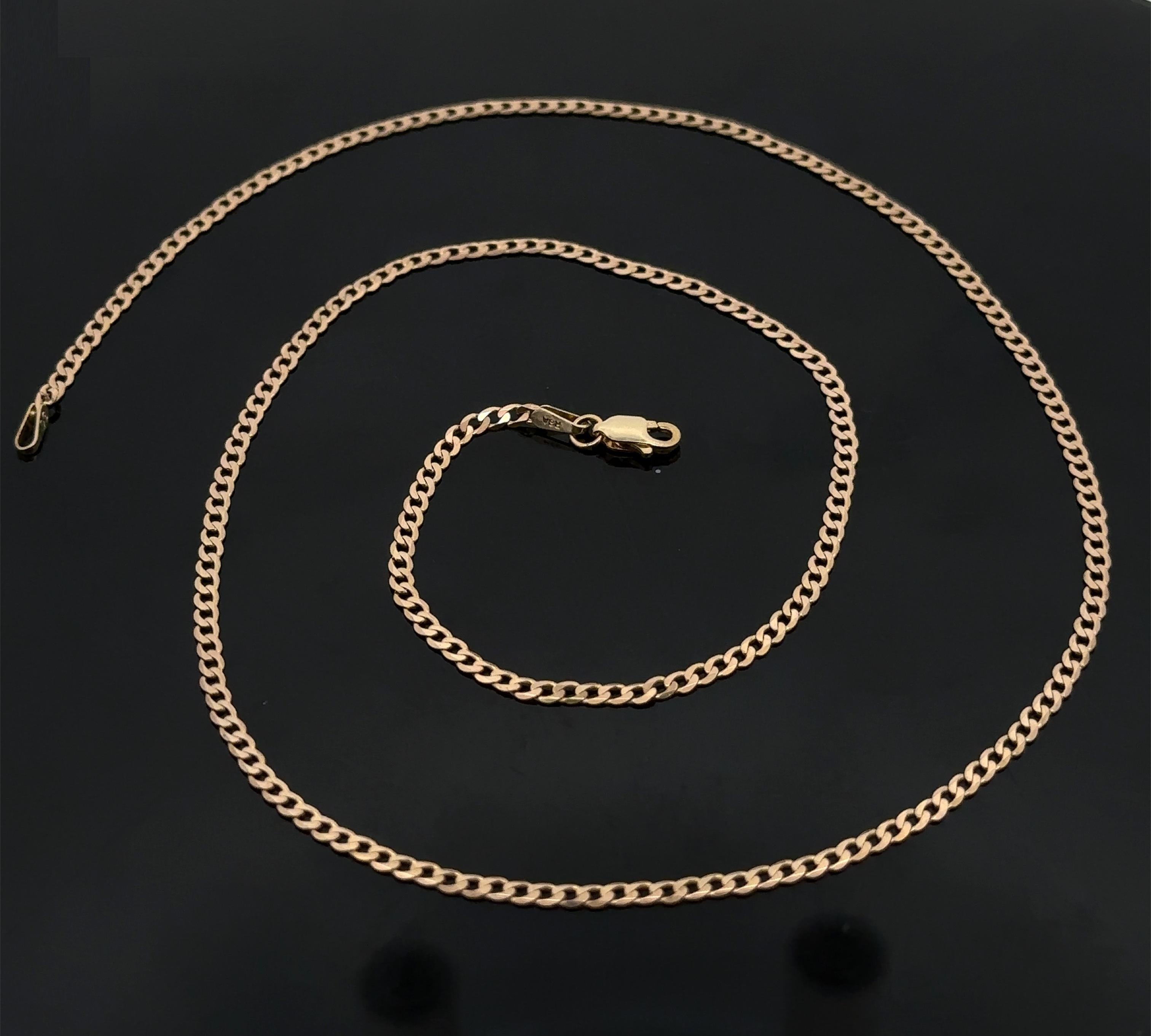 Collar clásico unisex de oro amarillo de 14k de 2,2 mm y 20
