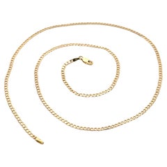 Collar clásico unisex de oro amarillo de 14k de 2,2 mm y 20" de cadena plana de eslabones curvos