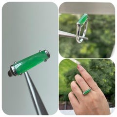 Unisex Designed Type A Jadeite Jade Ring in 18k Gold