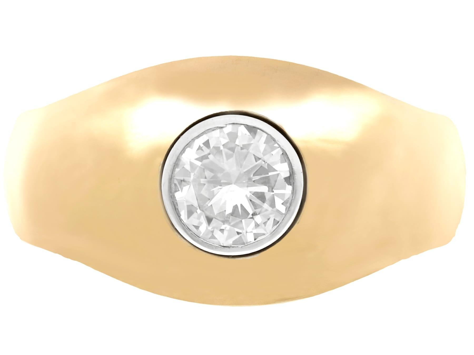 Round Cut Unisex Diamond and Yellow Gold Cocktail Ring Circa 1940 For Sale