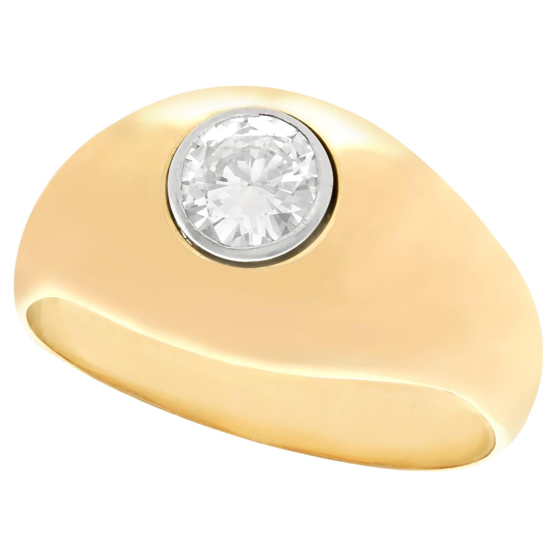 Unisex Diamond and Yellow Gold Cocktail Ring Circa 1940