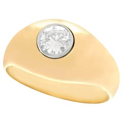 Retro Unisex Diamond and Yellow Gold Cocktail Ring Circa 1940