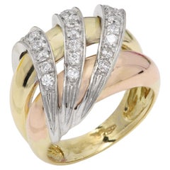 Unisex Diamond Ring Band Natural Diamonds 3 Tone 18k Solid Gold Three colors