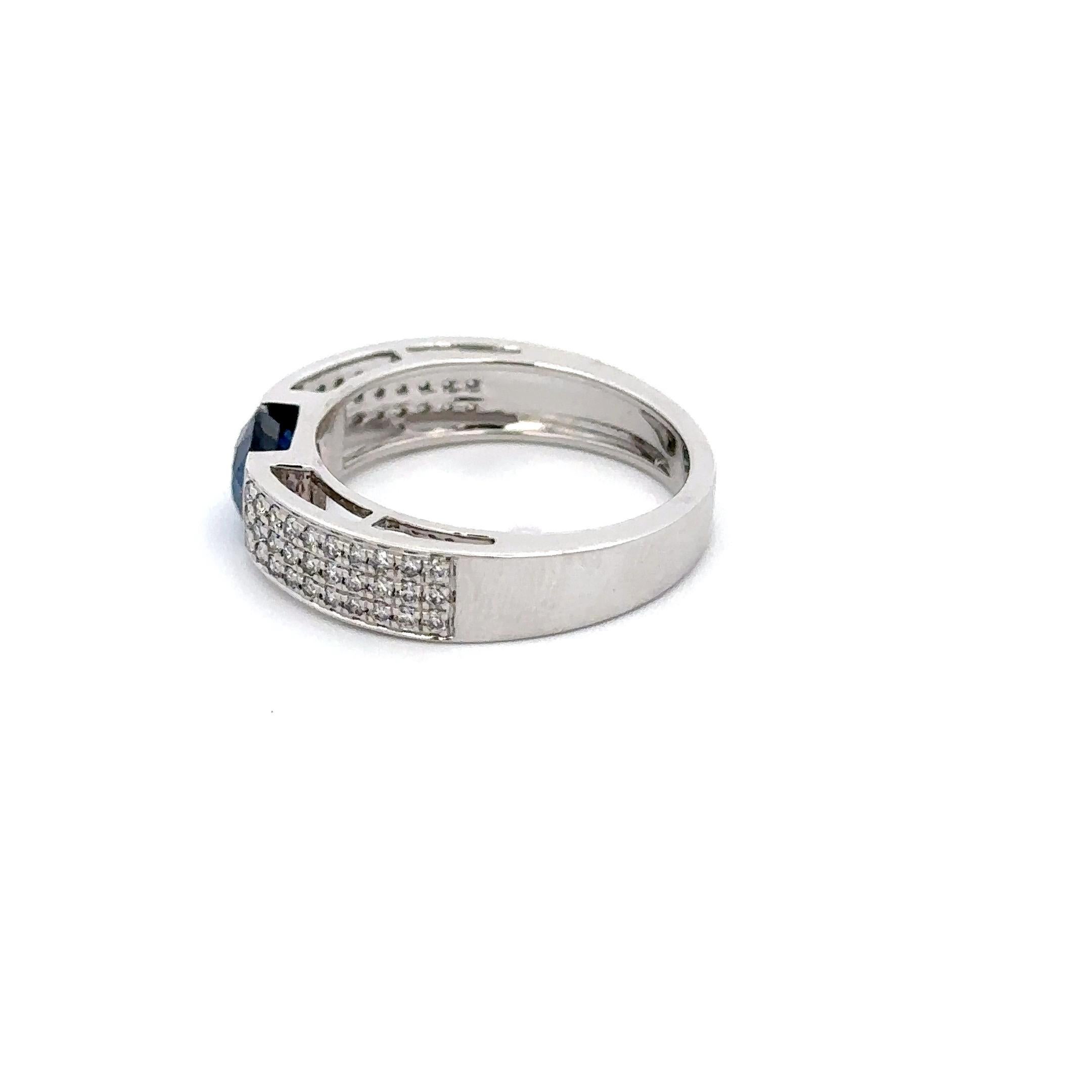 For Sale:  Unisex Diamond and Genuine Sapphire Engagement Band in 18k Solid White Gold 5