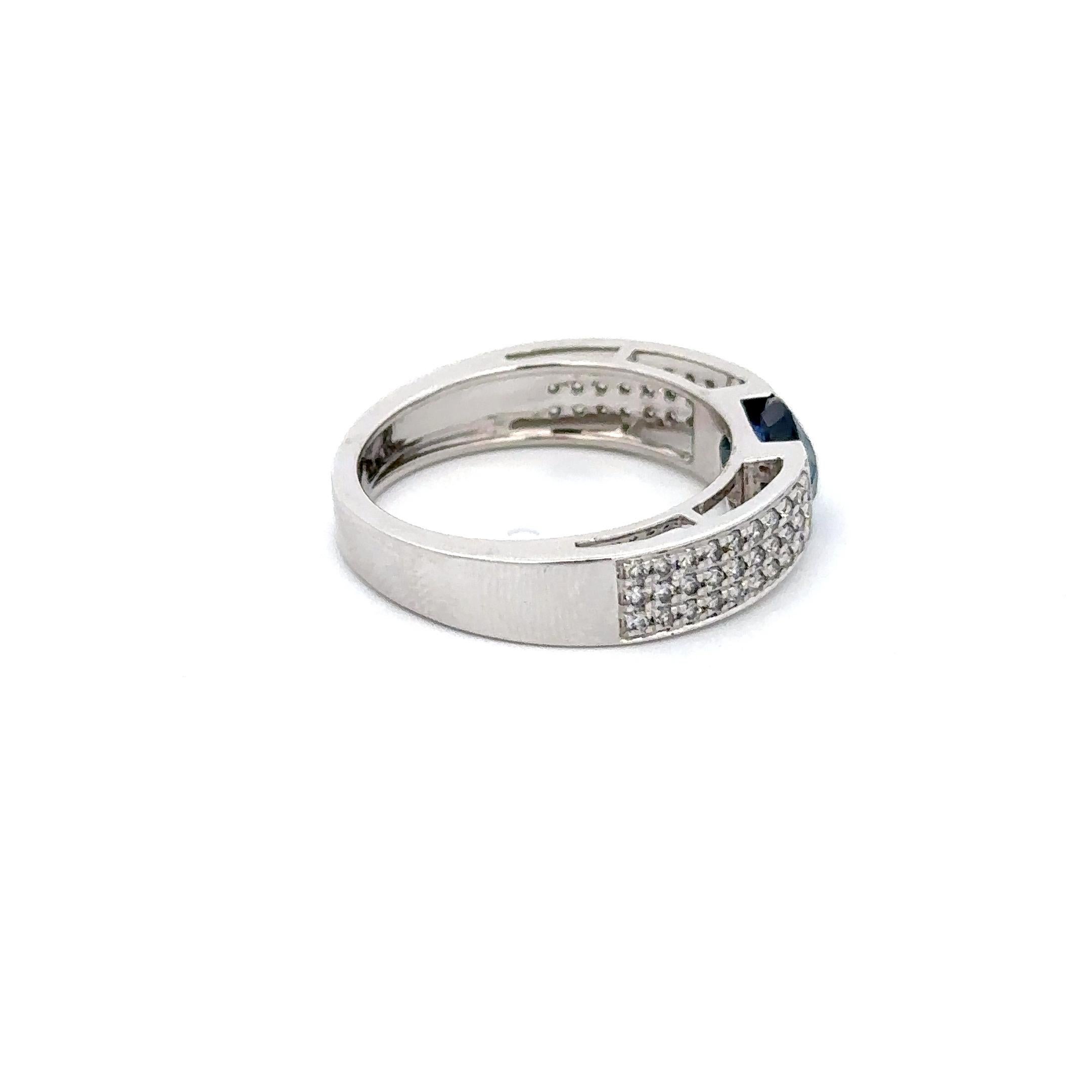 For Sale:  Unisex Diamond and Genuine Sapphire Engagement Band in 18k Solid White Gold 9