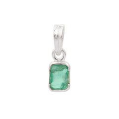 Elegant Sterling Silver Pendant with Emerald Gemstone Unisex Jewelry for Him