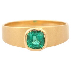 Unisex Smaragd Single Stone Ring in 18k massivem Gelbgold