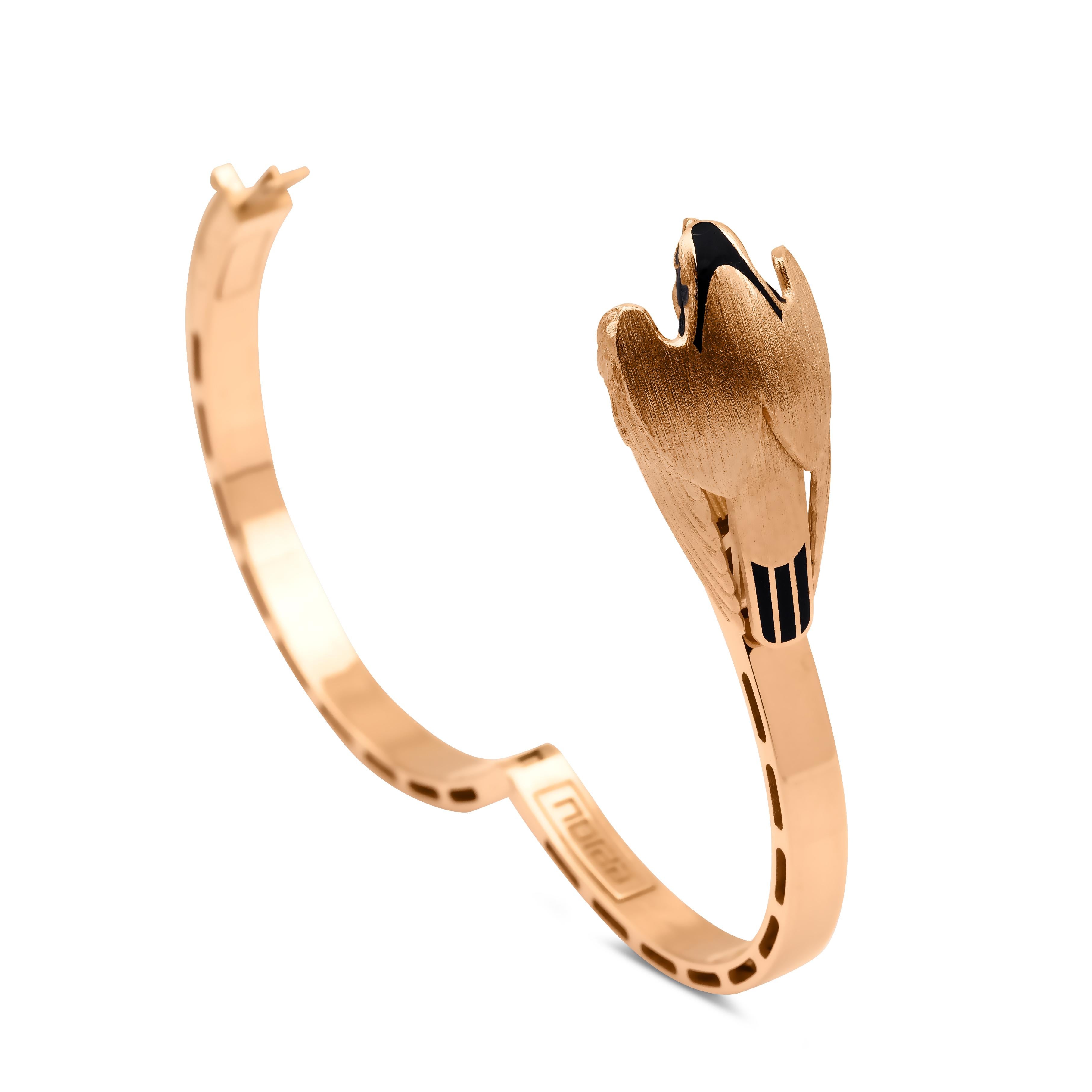 Modernist Unisex Falcon Bracelet, 14K Rose Gold For Sale