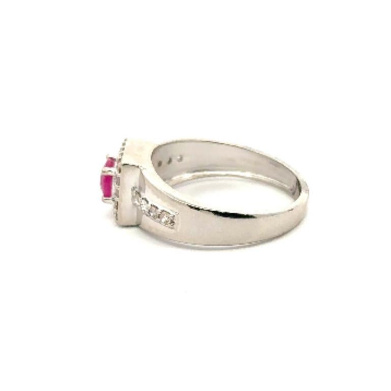 For Sale:  Unisex Genuine Ruby and Diamond Sterling Silver Ring Gift for Valentine 2