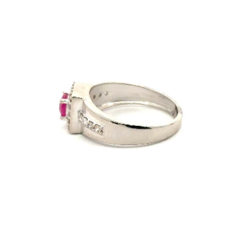 For Sale:  Unisex Genuine Ruby and Diamond Sterling Silver Ring Custom Jewelry Gift 6