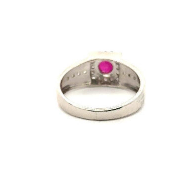 For Sale:  Unisex Genuine Ruby and Diamond Sterling Silver Ring Custom Jewelry Gift 7