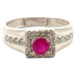 For Sale:  Unisex Genuine Ruby and Diamond Sterling Silver Ring Custom Jewelry Gift