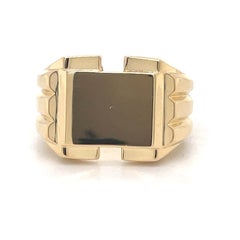 Unisex Gold Signet Ring, Vintage Style Ring, 14k Yellow Gold, made to order ring