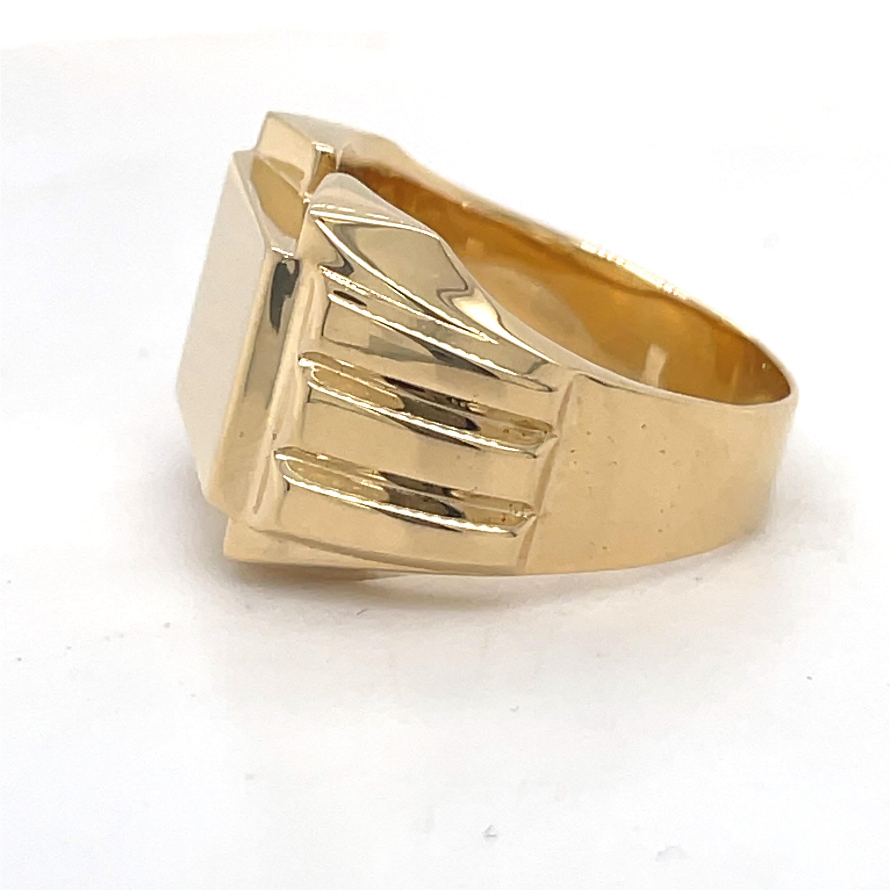 Unisex Gold Siegelring, Siegelring im Vintage-Stil, 14k Gelbgold, auf Bestellung gefertigter Ring im Angebot 1