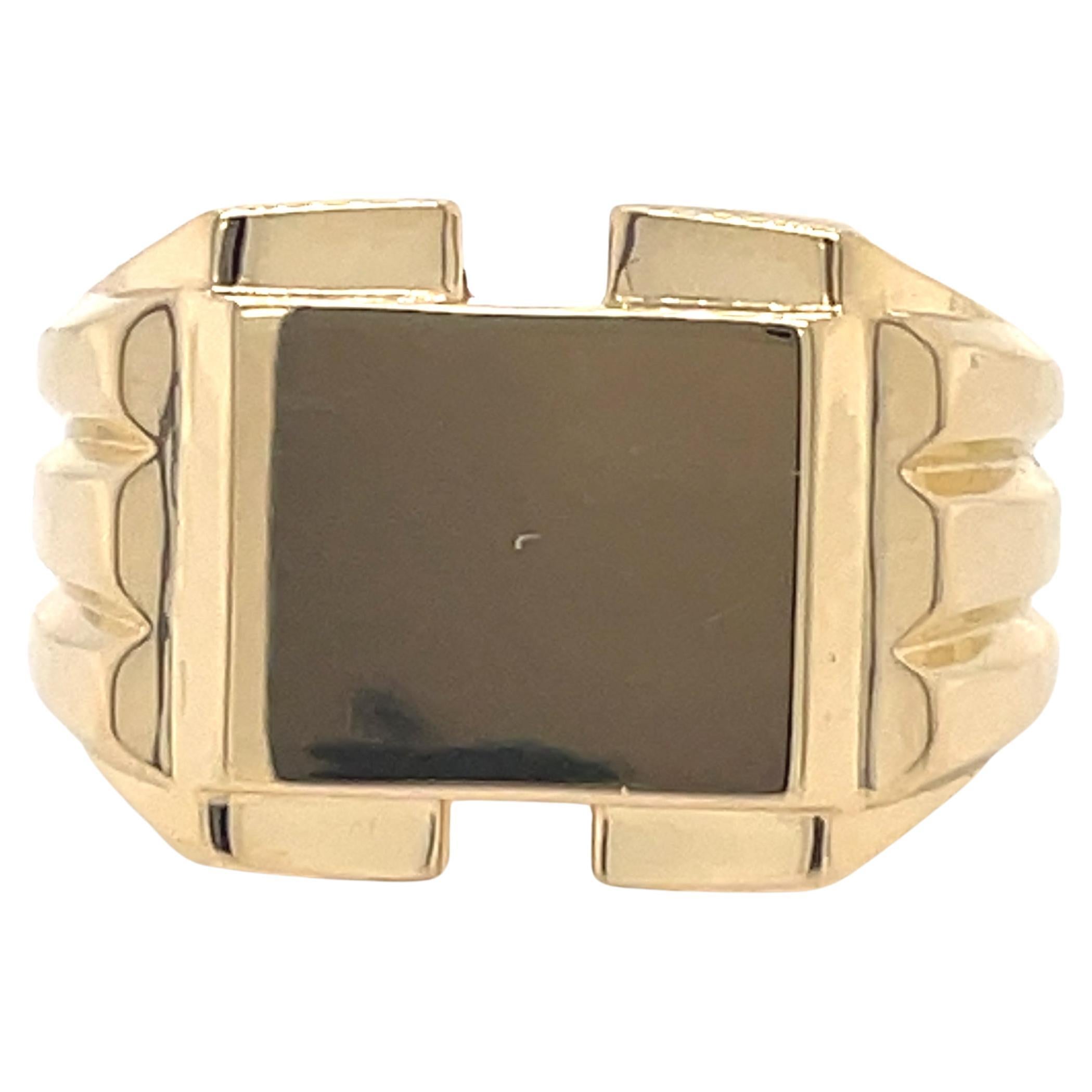 Unisex Gold Siegelring, Siegelring im Vintage-Stil, 14k Gelbgold, auf Bestellung gefertigter Ring im Angebot