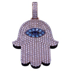 Unisex Hamza Pendant in 14K Yellow Gold With Diamonds
