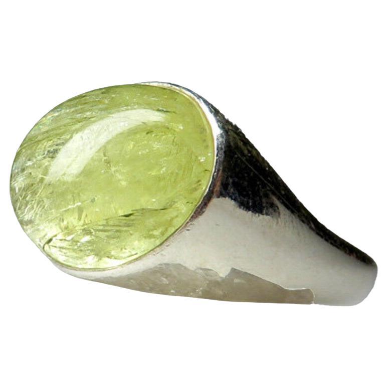 Unisex Heliodor Ring Natural Yellow Gold Beryl Gemstone Vintage jewelry For Sale