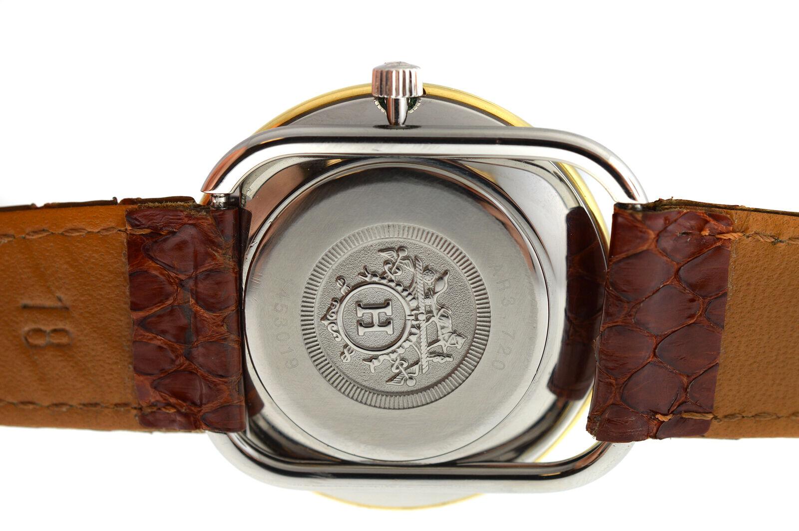Montre unisexe Hermes Arceau AR3.720 Acier Or Quartz Excellent état à New York, NY