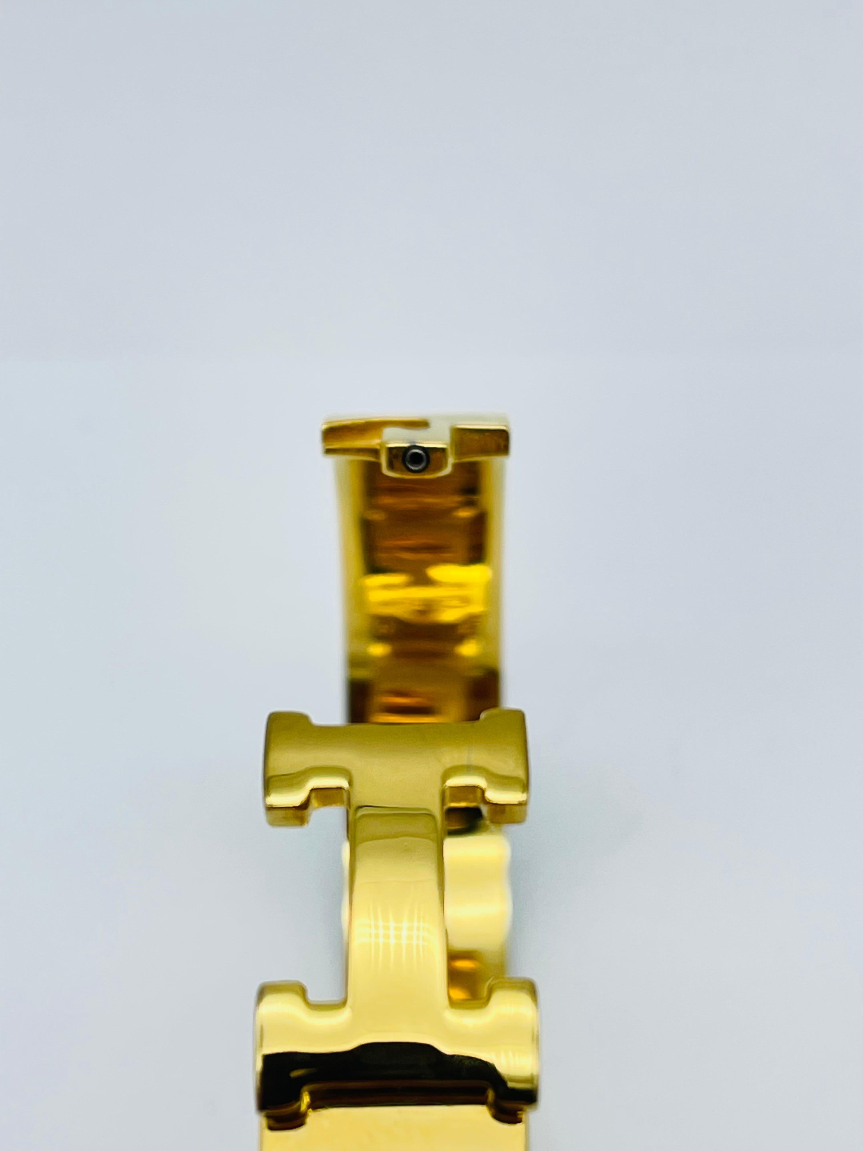 Unisex Hermes Clic Clac H Green/ Yeloow Gold Bangle 5