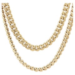 Collier cubain réversible en or 10k unisexe 22" texturé givré
