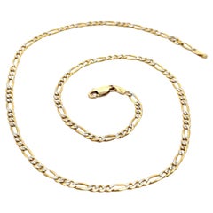 Unisex italienische 14k zweifarbiges Gold 2,9mm 16" Figaro Link Halskette mit Diamantschliff