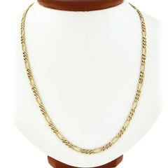 Unisex Italian 14K Yellow Gold 30" Long 4.6mm Solid Figaro Link Chain Necklace