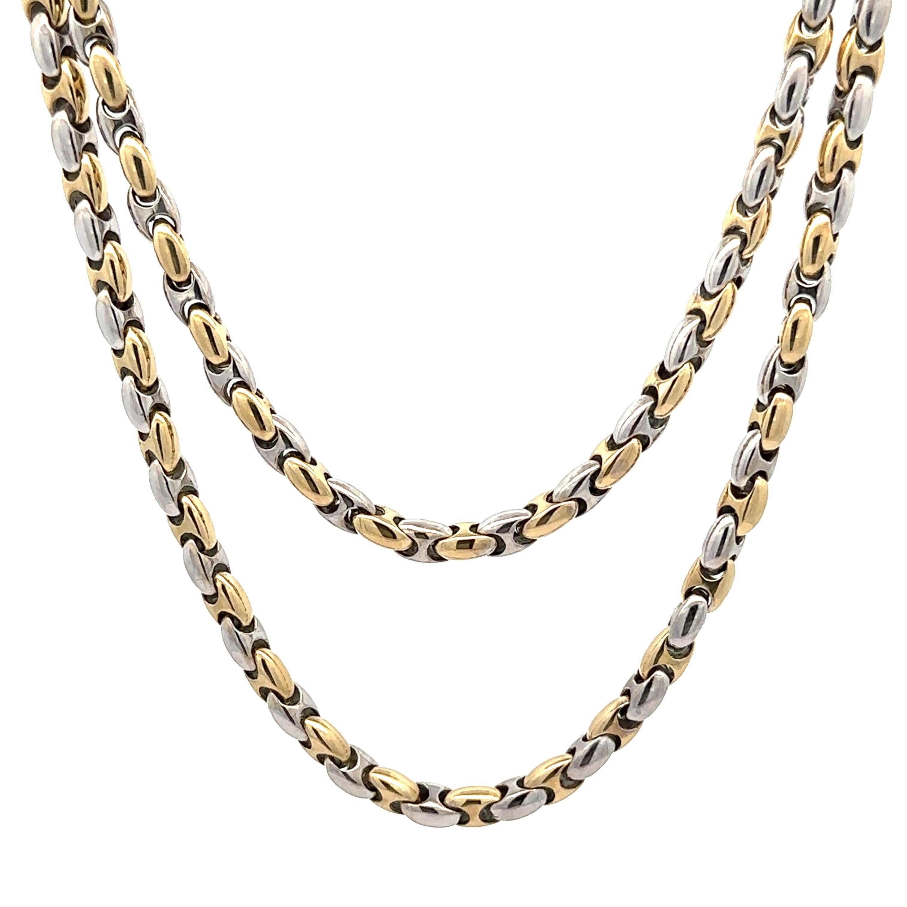 Unisex Italian 14k Yellow & White Gold 20