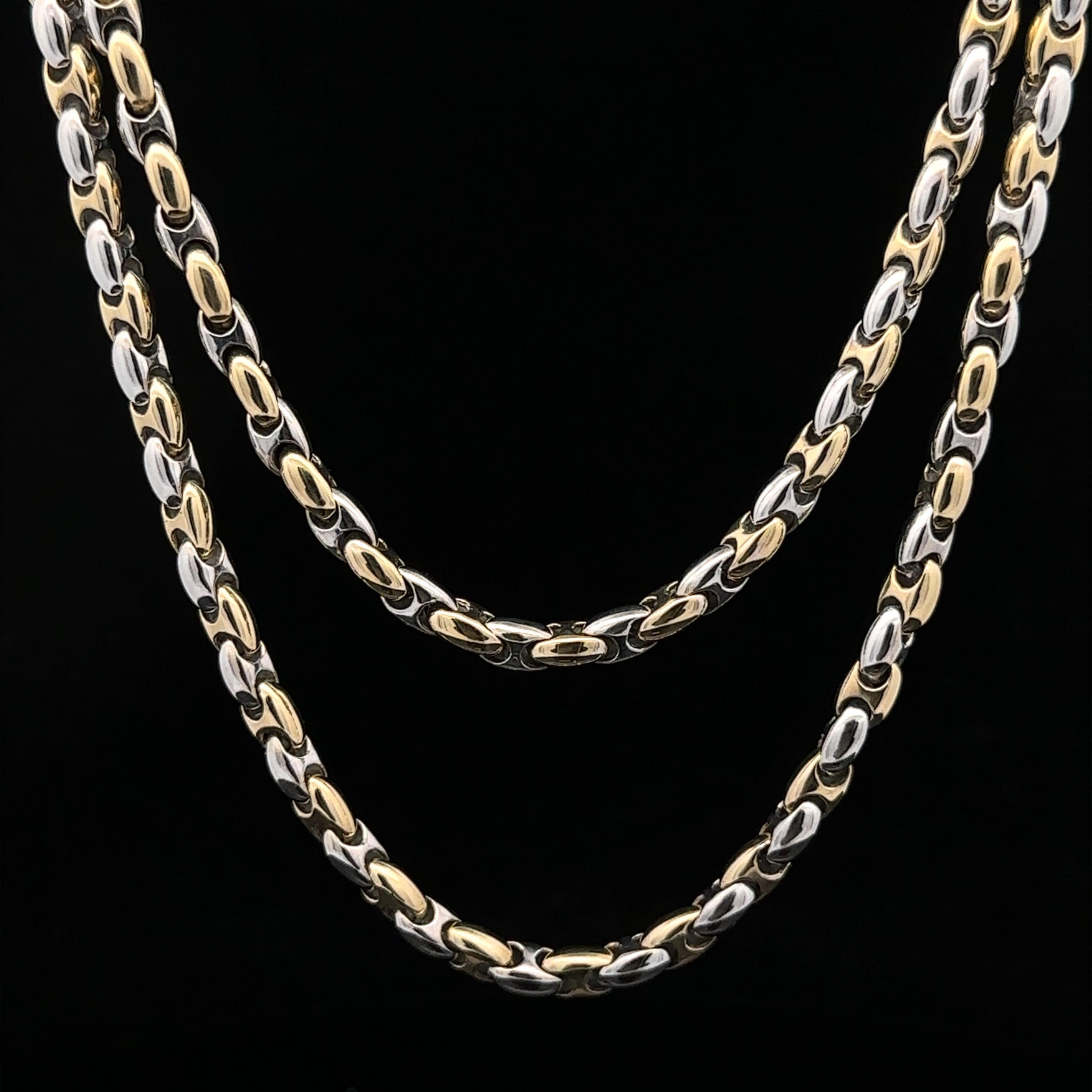 Unisex Italian 14k Yellow & White Gold 20