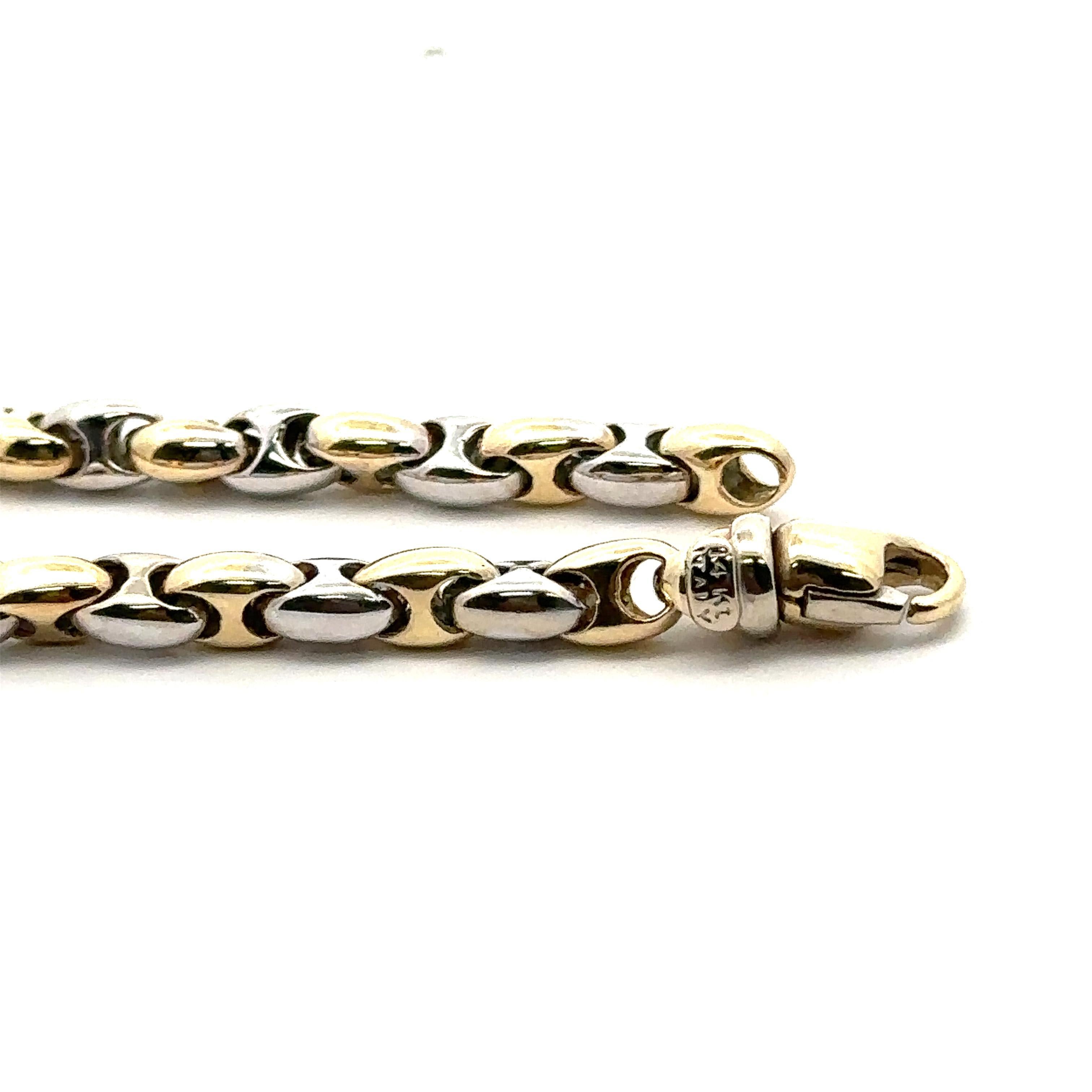 Unisex Italian 14k Yellow & White Gold 20