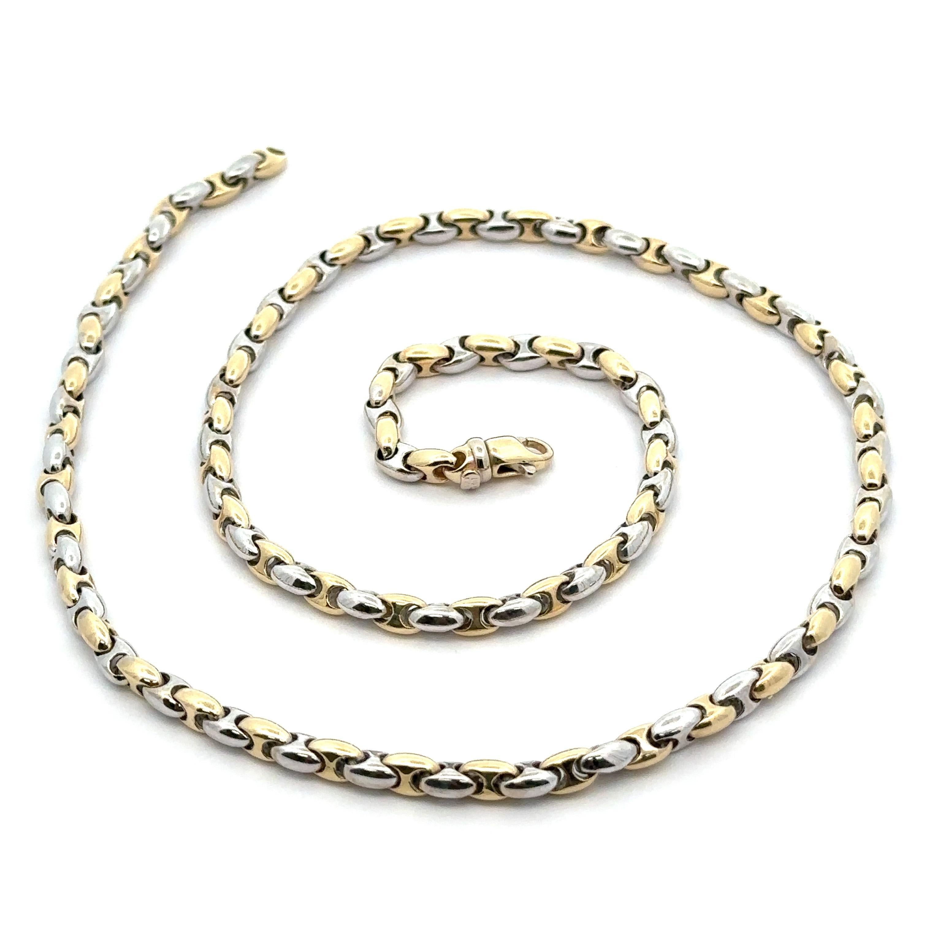 Unisex Italian 14k Yellow & White Gold 20