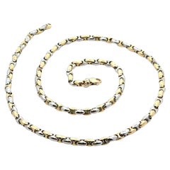 Unisex Italian 14k Yellow & White Gold 20" Fancy Link Heavy Chain Necklace