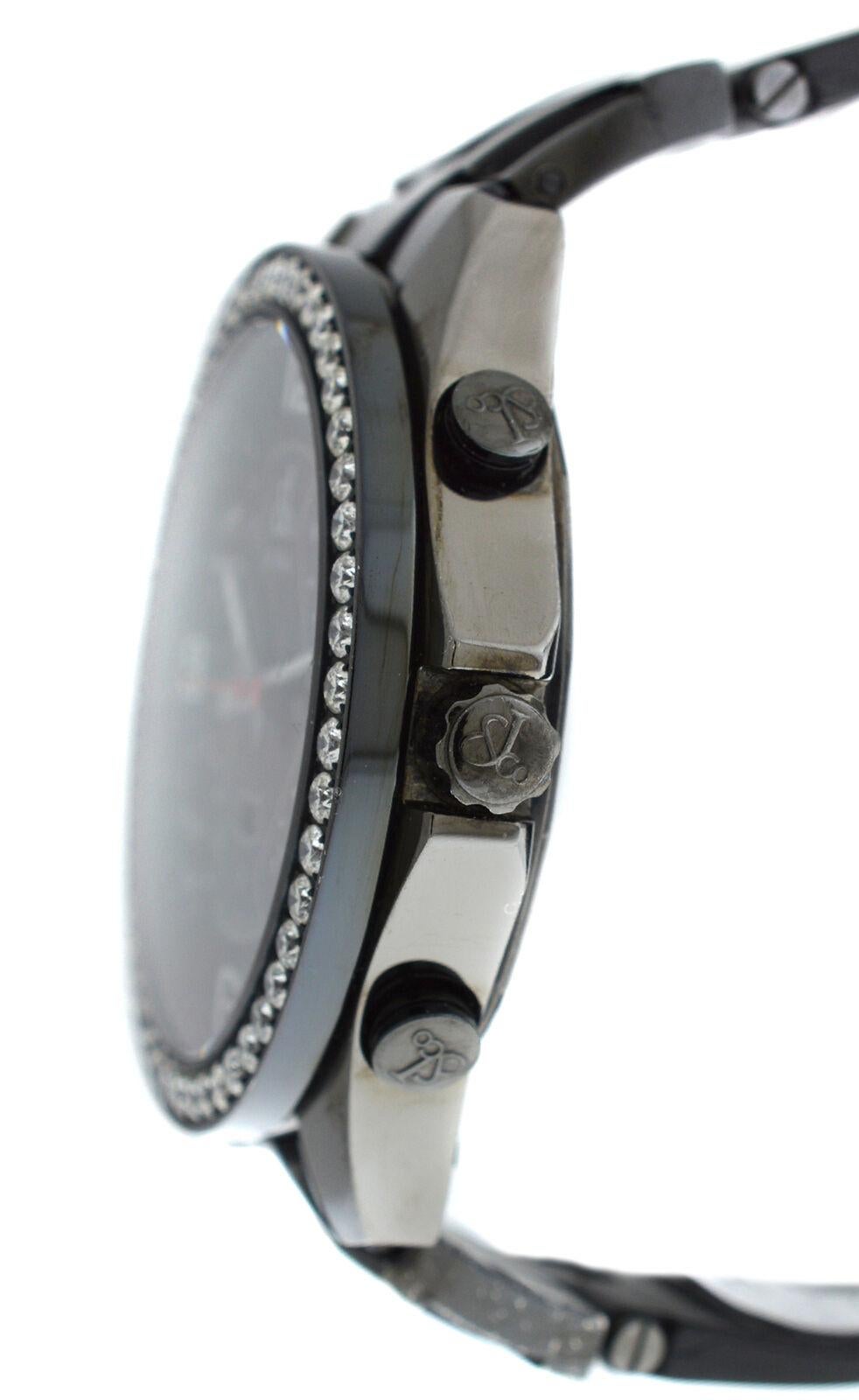 
Brand	Jacob & Co.
Model	Five Time Zones
Gender	Unisex 
Condition	Pre-owned
Movement	Quartz
Case Material	PVD over Stainless Steel & Diamonds
Bracelet / Strap Material	
Rubber 

Clasp / Buckle Material	
Stainless Steel	
Clasp
