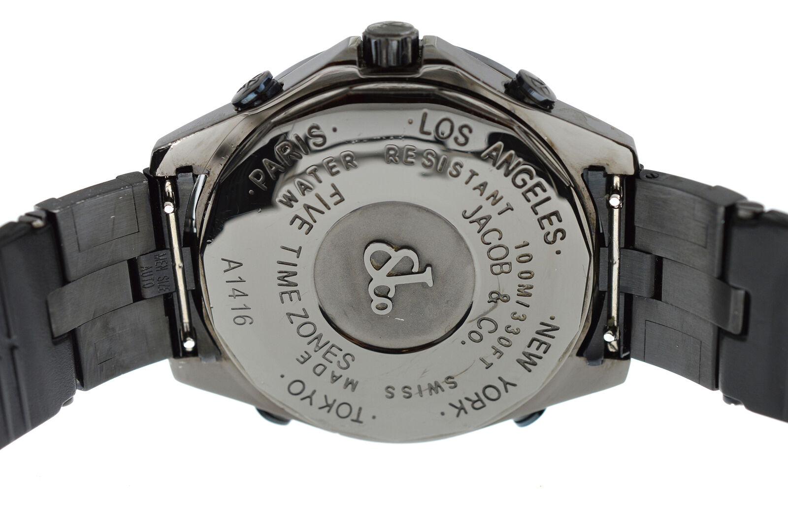 Unisex Jacob & Co. Five Time Zones Chronograph Diamond PVD Quartz Watch For Sale 1