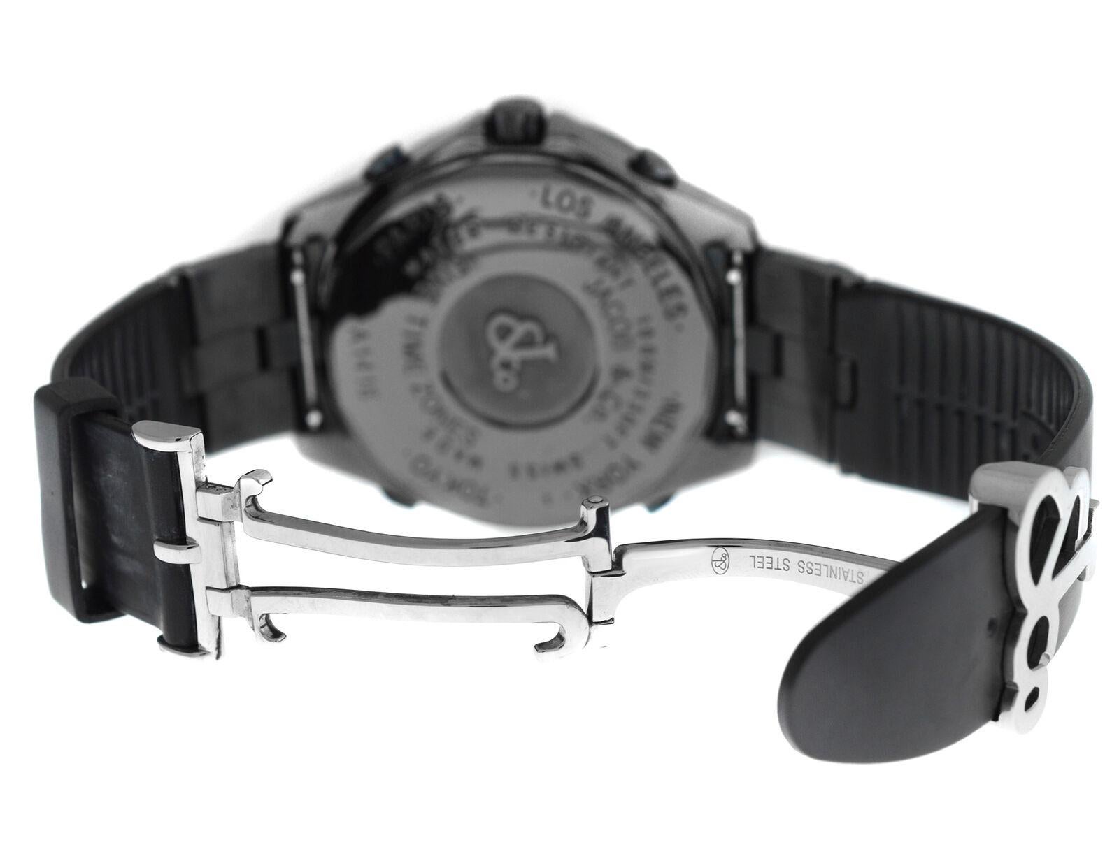 Unisex Jacob & Co. Five Time Zones Chronograph Diamond PVD Quartz Watch For Sale 2