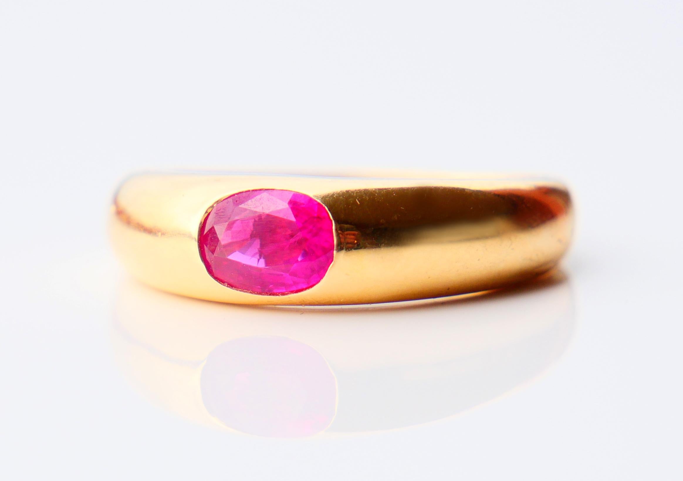 Unisex Men Ring natural 1ct Ruby solid 18K Gold ØUS 8.5 / 8gr. 6