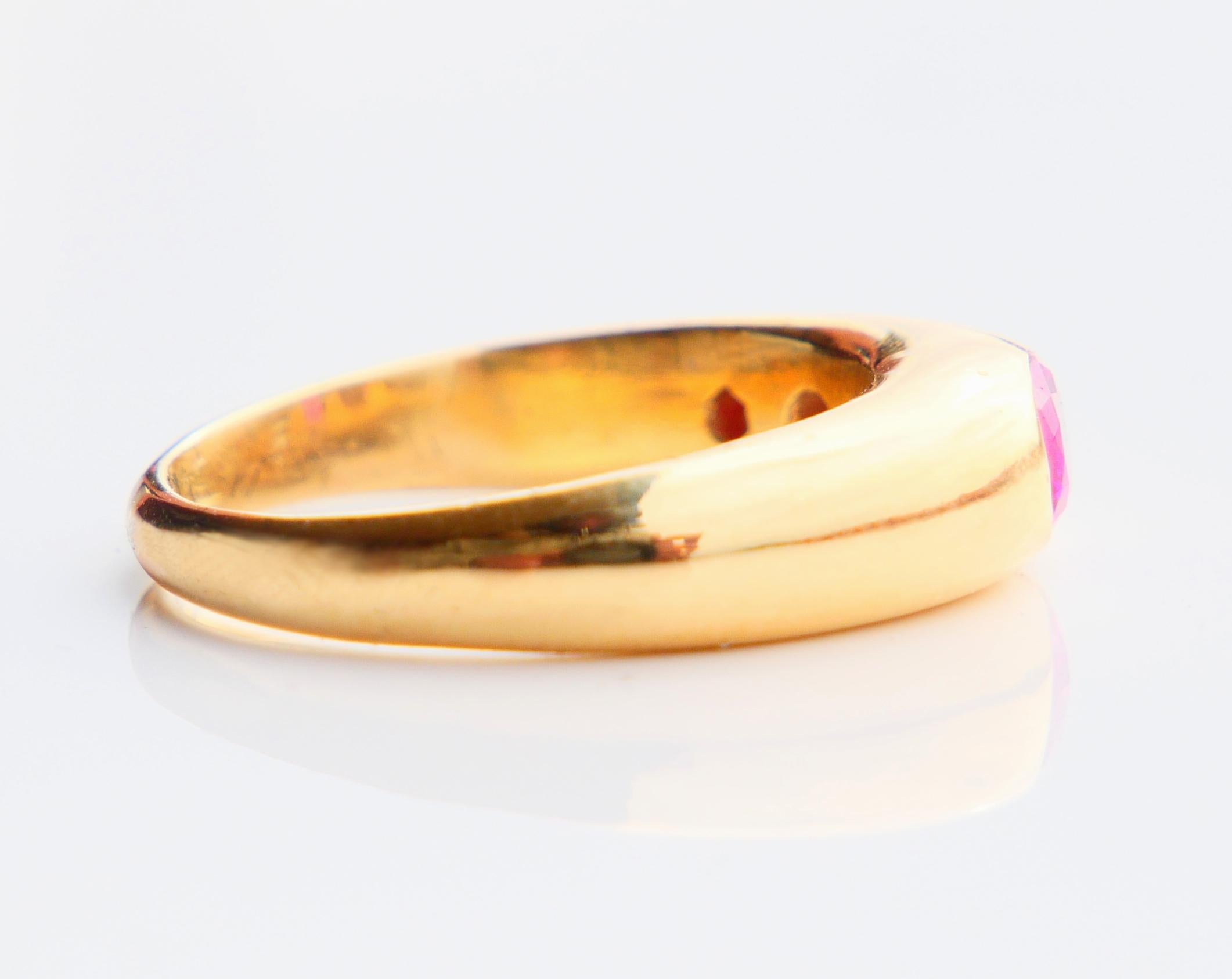 Unisex Men Ring natural 1ct Ruby solid 18K Gold ØUS 8.5 / 8gr. 8