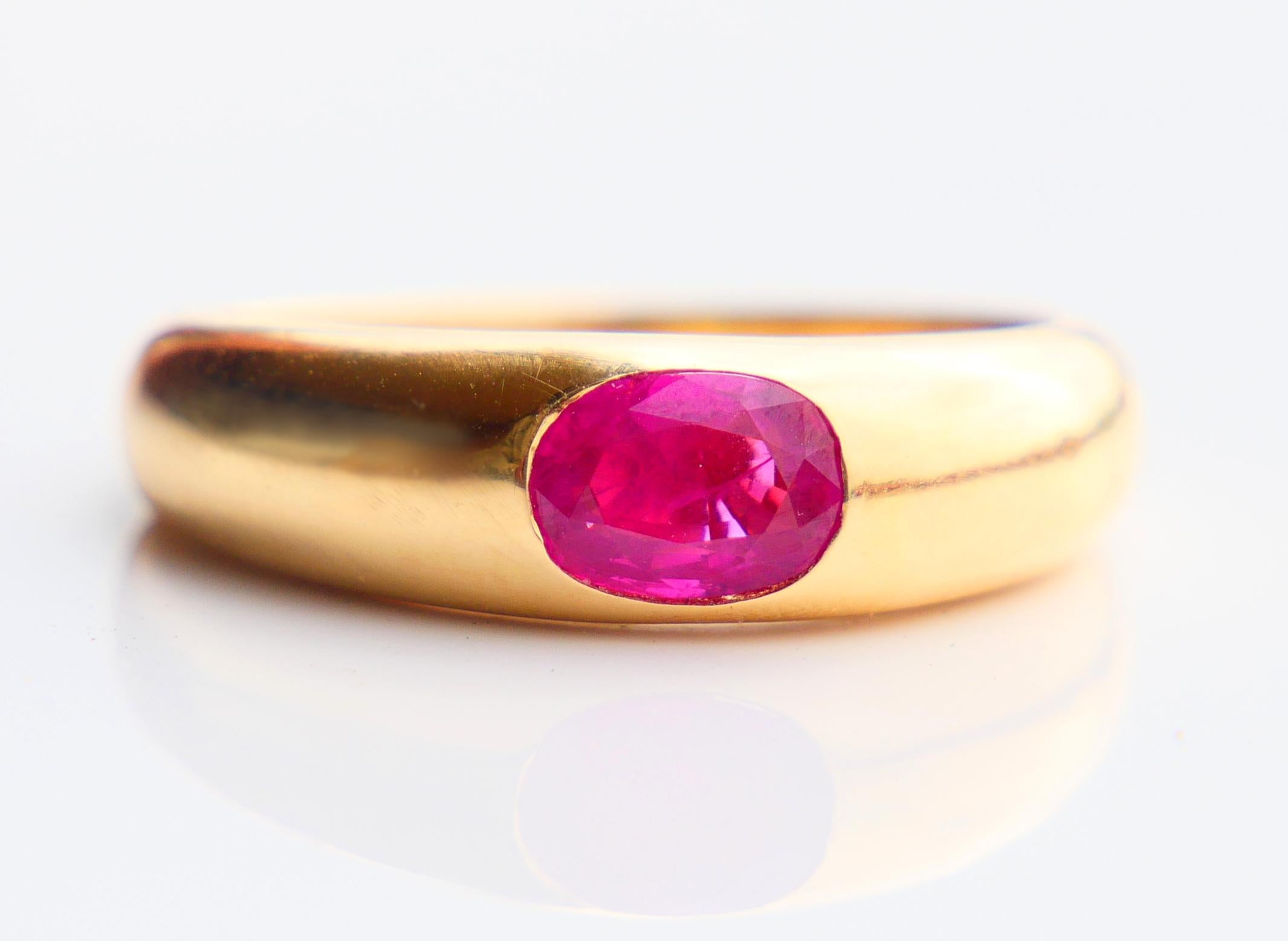 Unisex Men Ring natural 1ct Ruby solid 18K Gold ØUS 8.5 / 8gr. 9