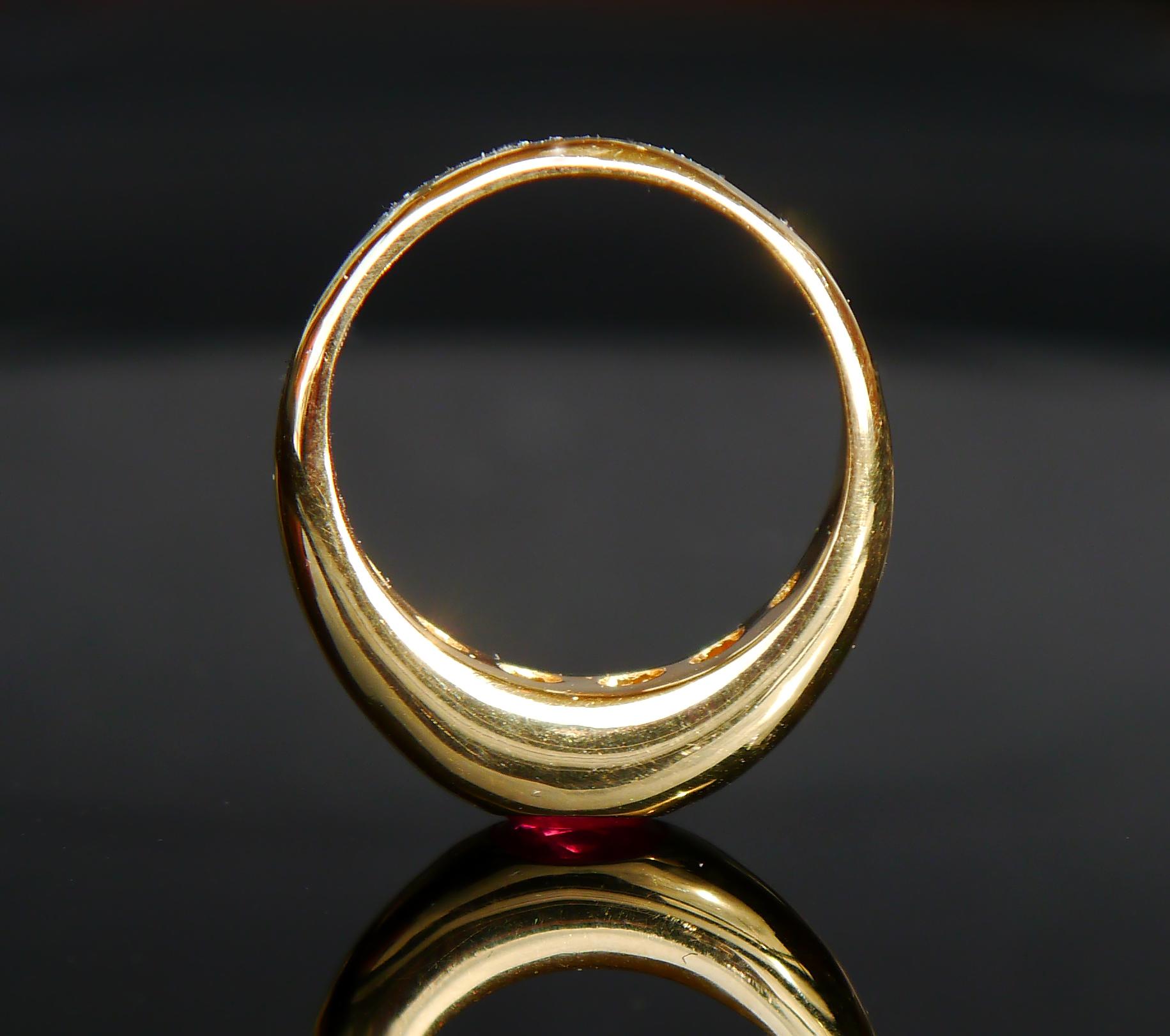 Unisex Men Ring natural 1ct Ruby solid 18K Gold ØUS 8.5 / 8gr. 1
