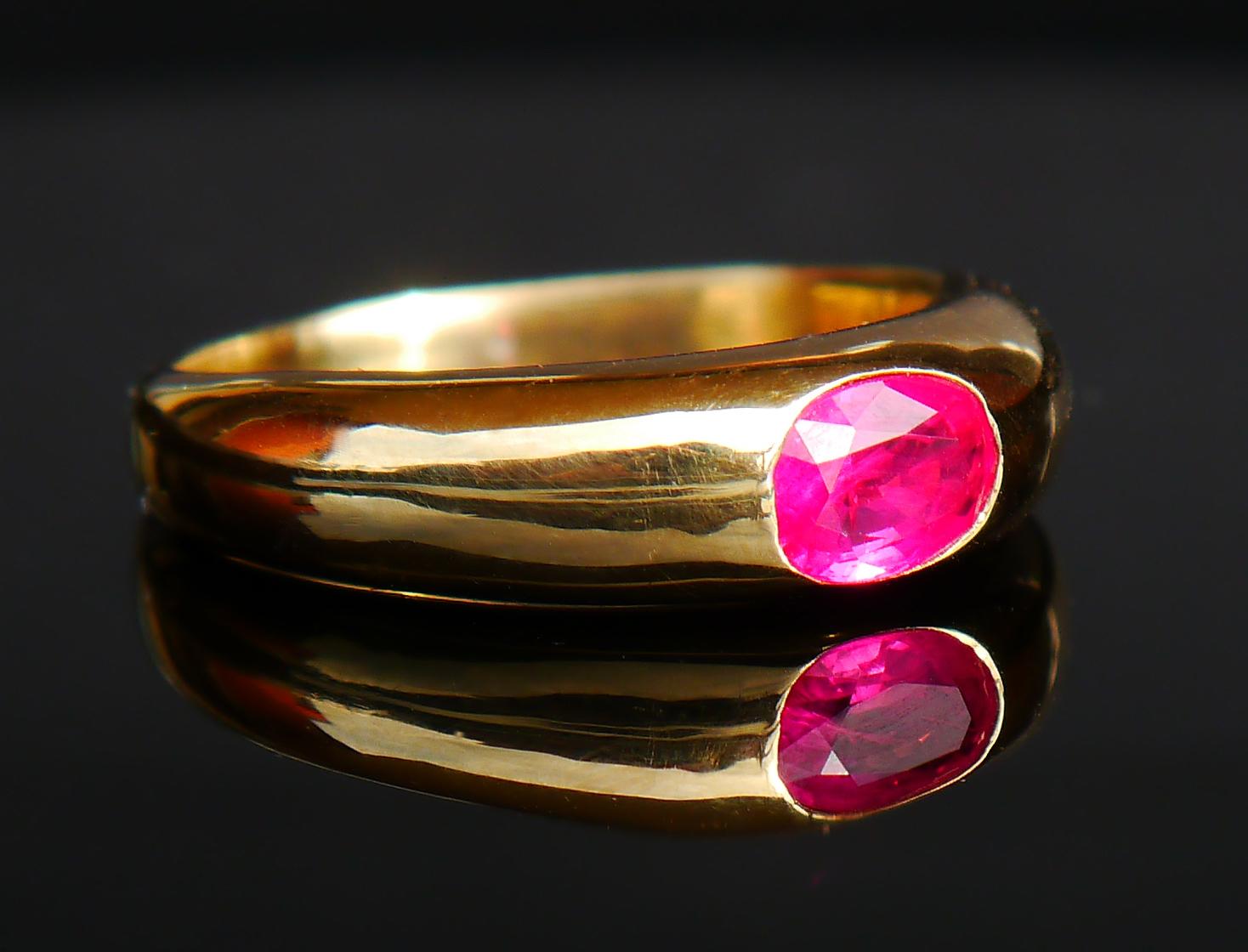 Unisex Men Ring natural 1ct Ruby solid 18K Gold ØUS 8.5 / 8gr. 2